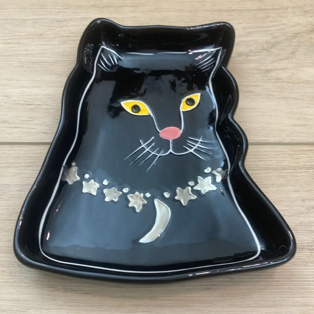 Anthropologie Francesca Kaye | Halloween Magic | Cat‎ Dessert Plate